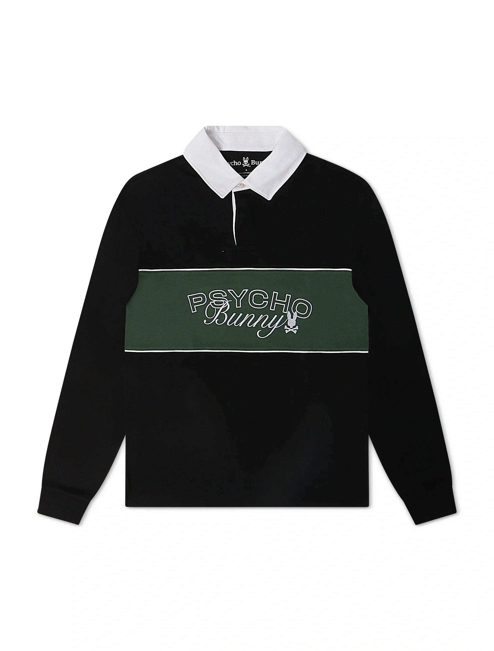 Psycho Bunny Kids Enzo Long Sleeve Rugby Tee - Black/Green