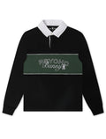 Psycho Bunny Mens Enzo Long Sleeve Rugby Tee - Black/Green
