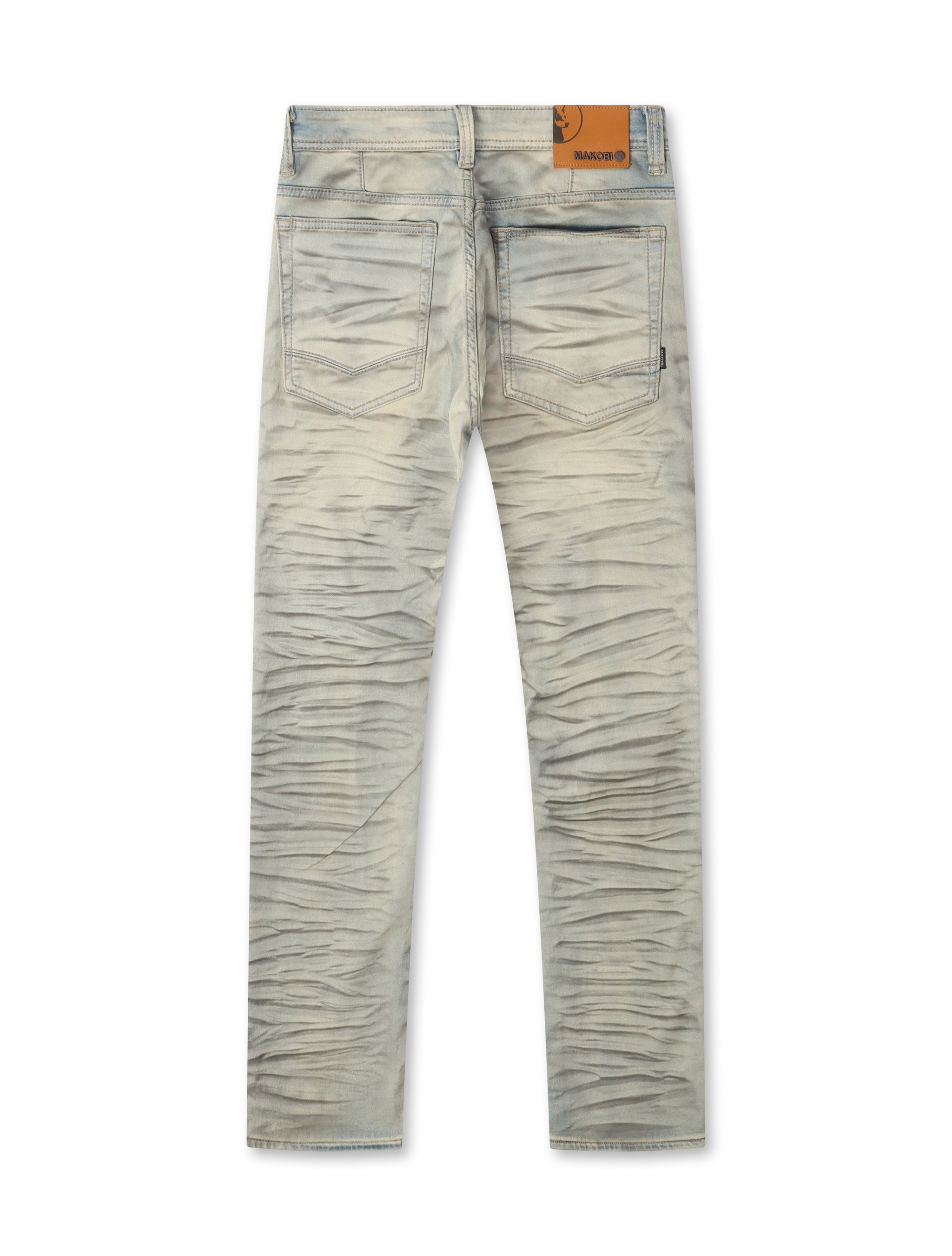 Makobi Distressed Straight Leg Jeans – Dirt Wash