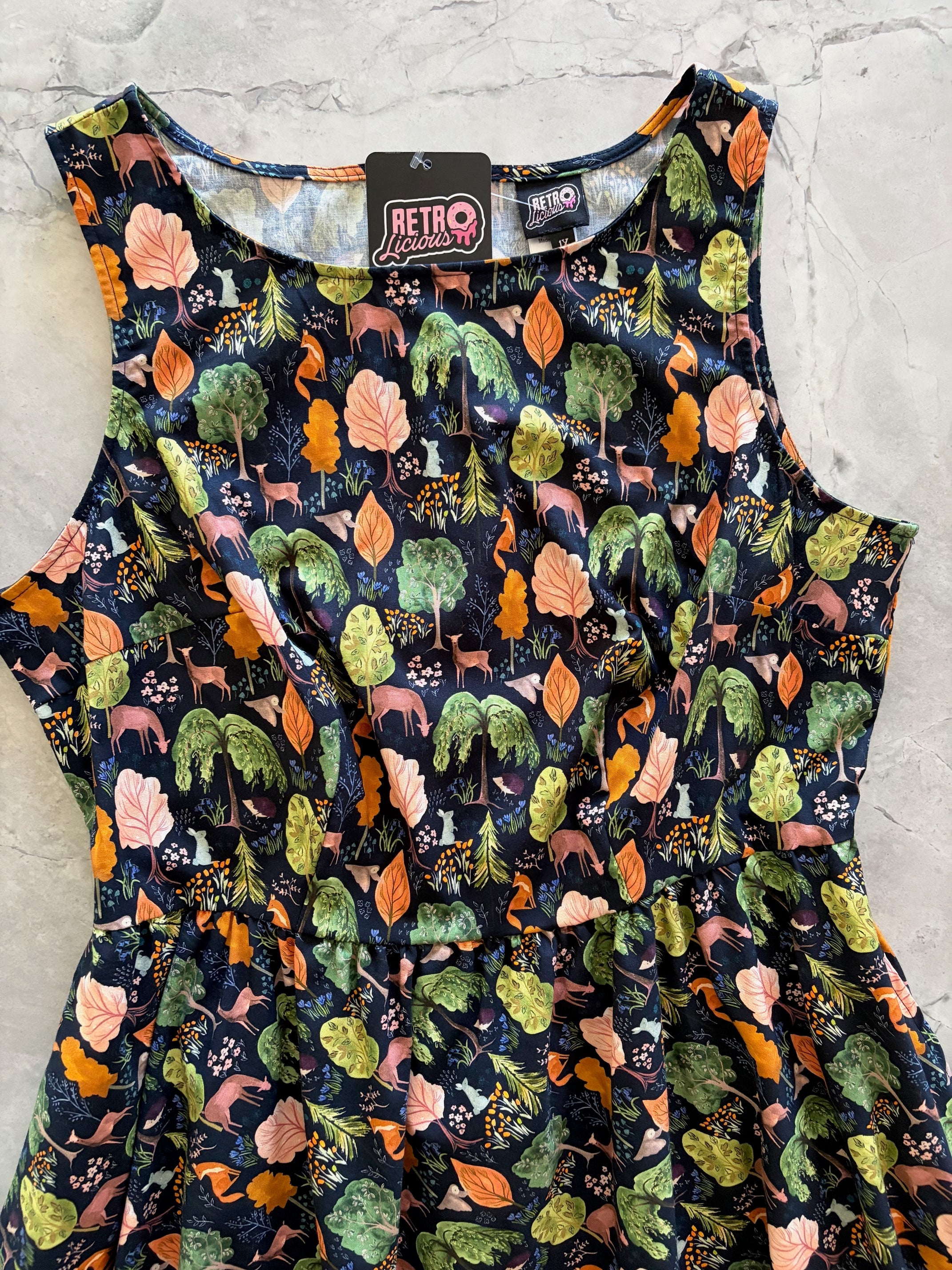 Woodland Vintage Dress in Navy