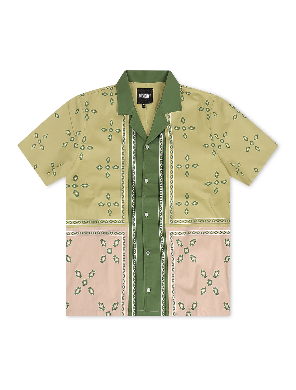 Memory Lane Patch Work Button Up Shirt - Khaki