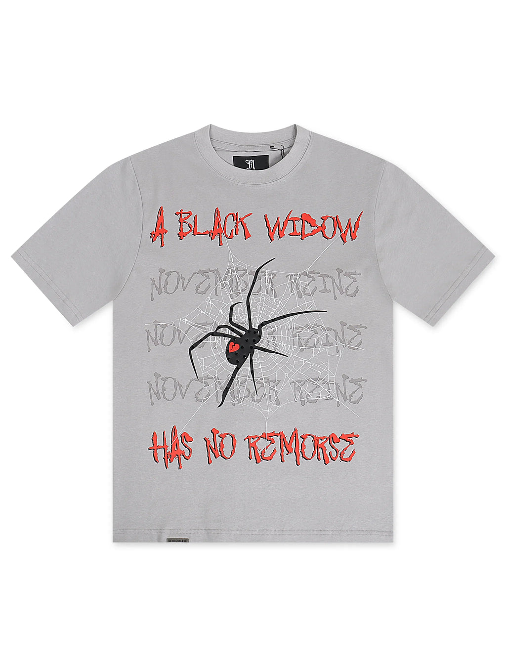 November Reine A Black Widow Heavyweight Tee With Stones - Grey