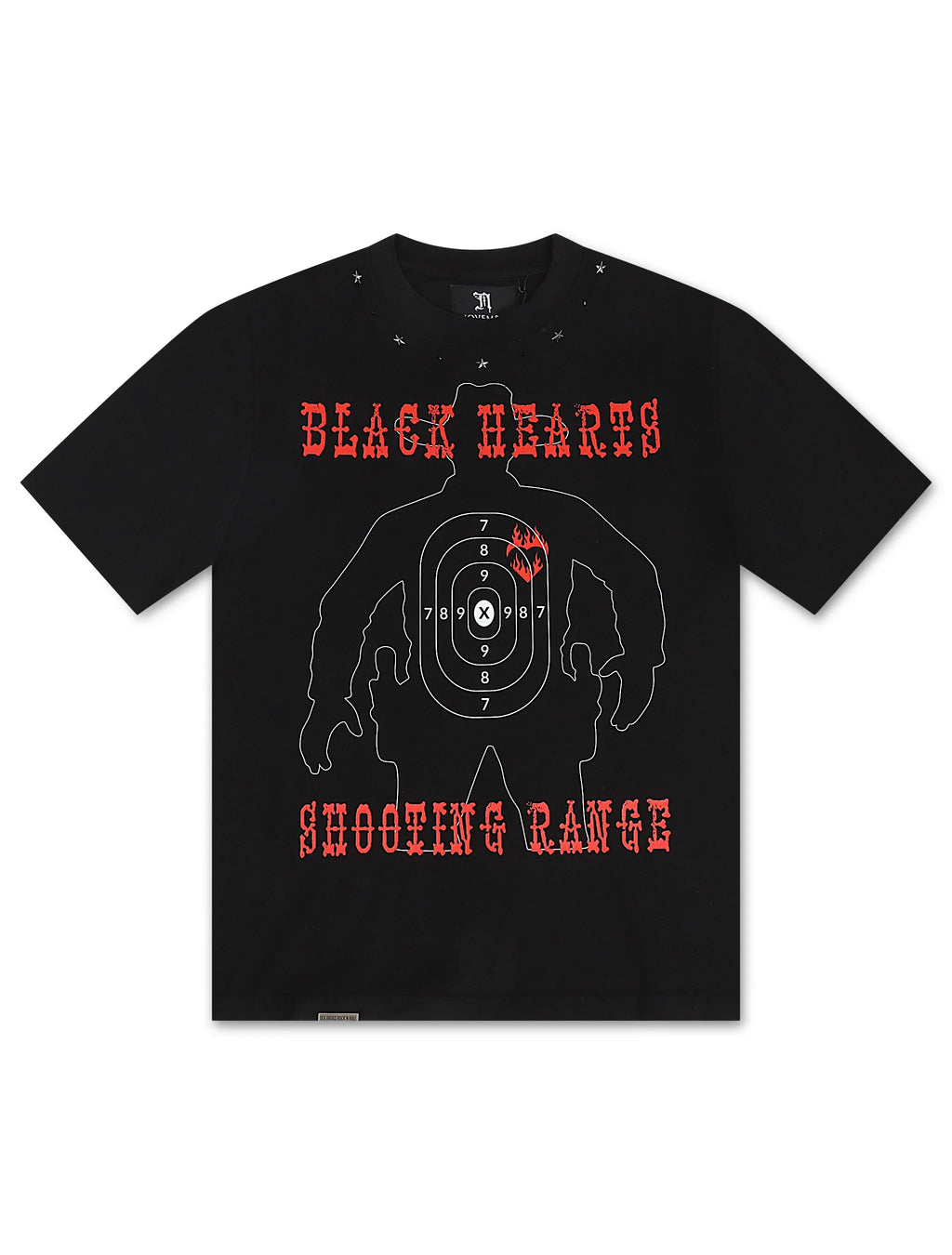 November Reine Black Hearts  Heavyweight Tee - Black/Red