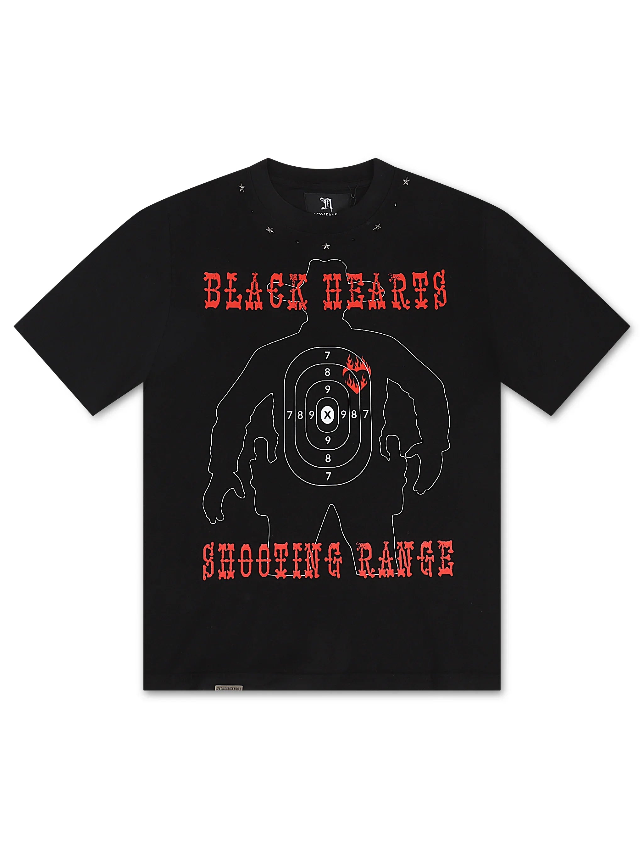 November Reine Black Hearts  Heavyweight Tee - Black/Red