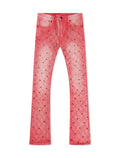 Vicious Denim Rhinestone Flare Jeans - Pink