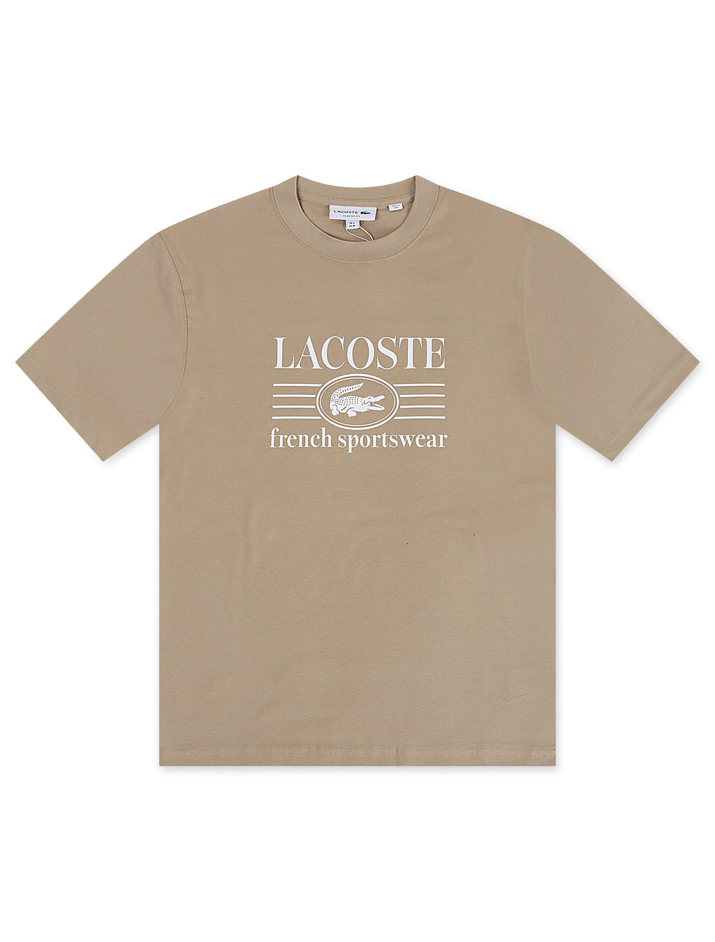 Lacoste Classic Fit Cotton Print Jersey Tee - Taupe