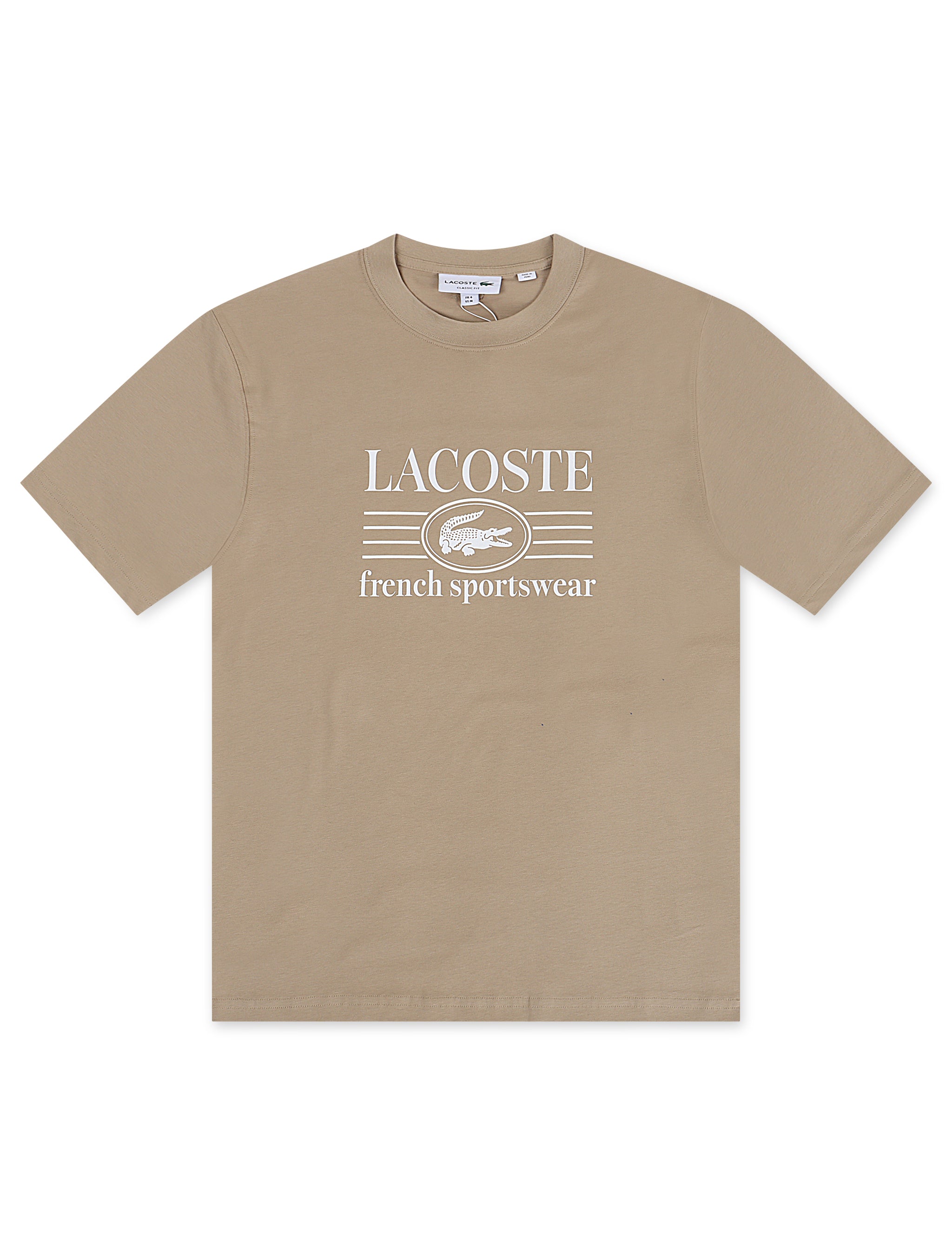 Lacoste Classic Fit Cotton Print Jersey Tee - Taupe