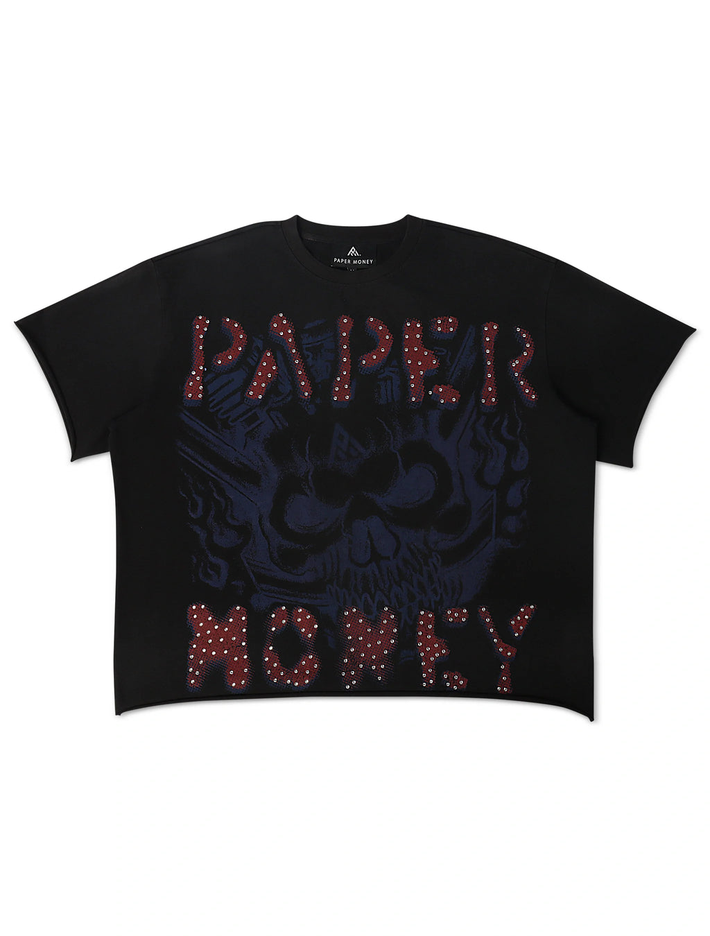 Paper Money Rags to Riches Rhinestone Cropped Tee - Black