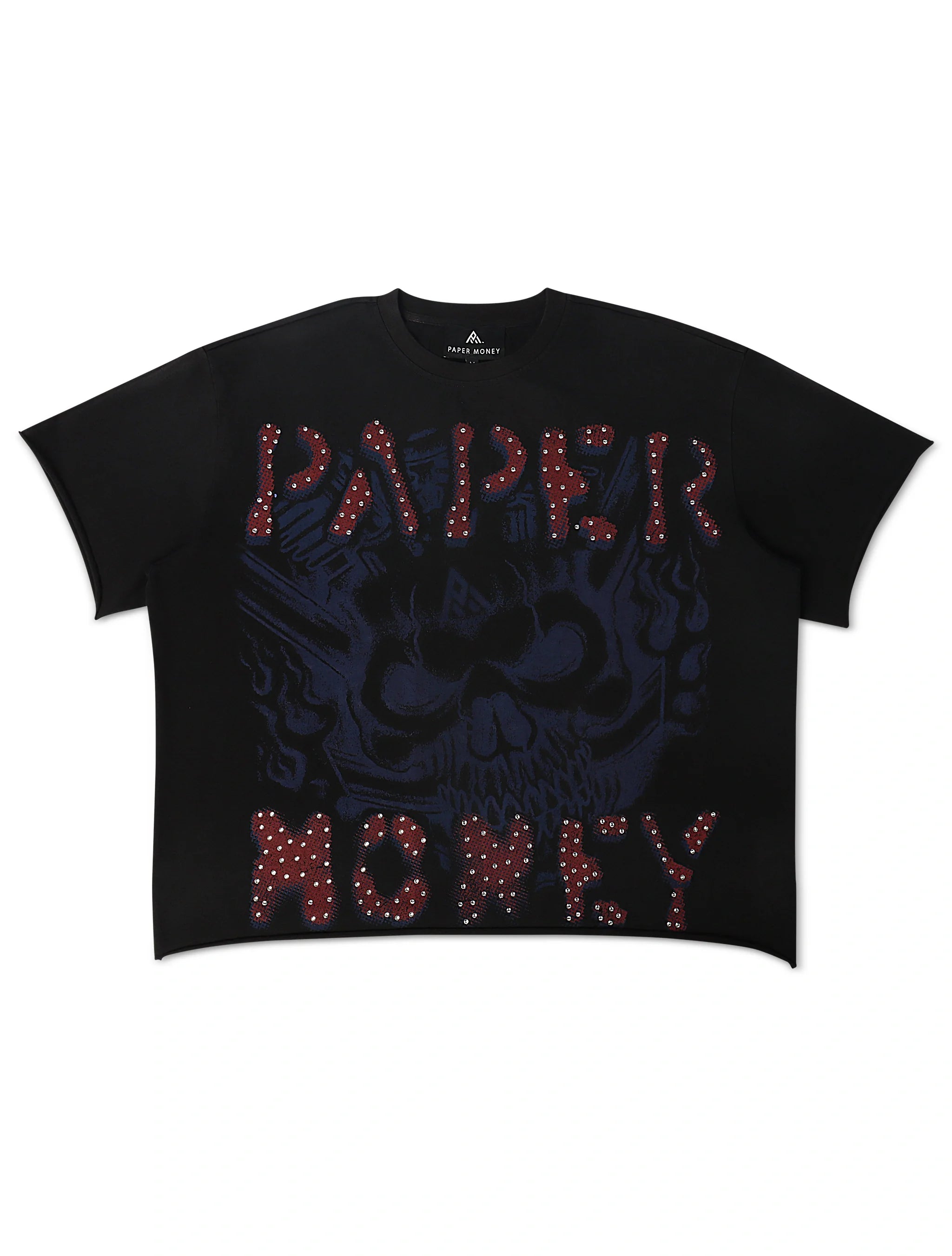 Paper Money Rags to Riches Rhinestone Cropped Tee - Black