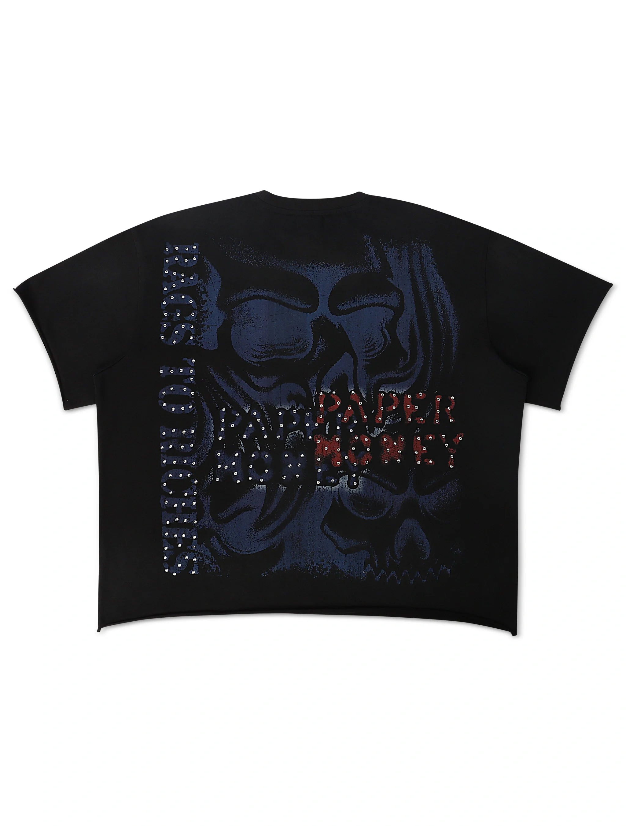 Paper Money Rags to Riches Rhinestone Cropped Tee - Black