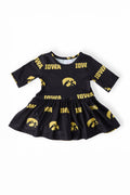Iowa Black Tigerhawk 3/4 Sleeve Twirl Bodysuit
