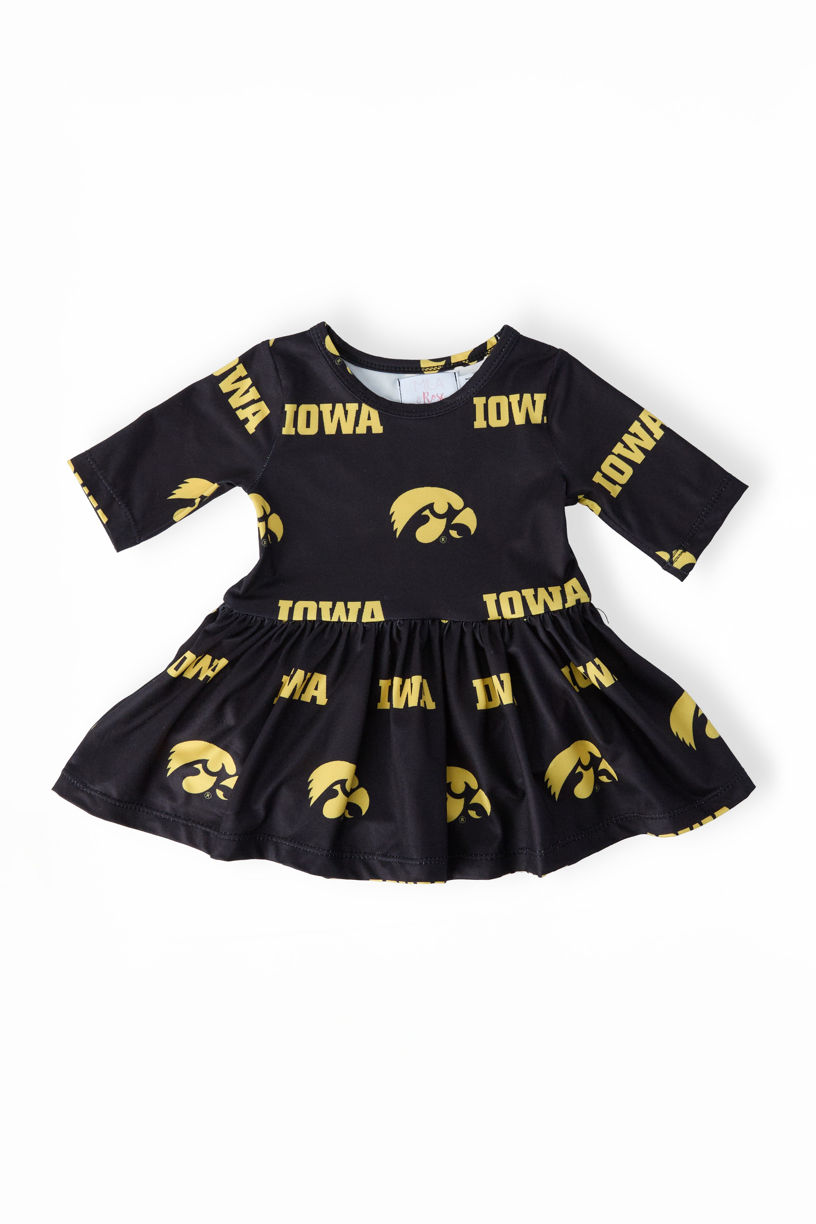 Iowa Black Tigerhawk 3/4 Sleeve Twirl Bodysuit