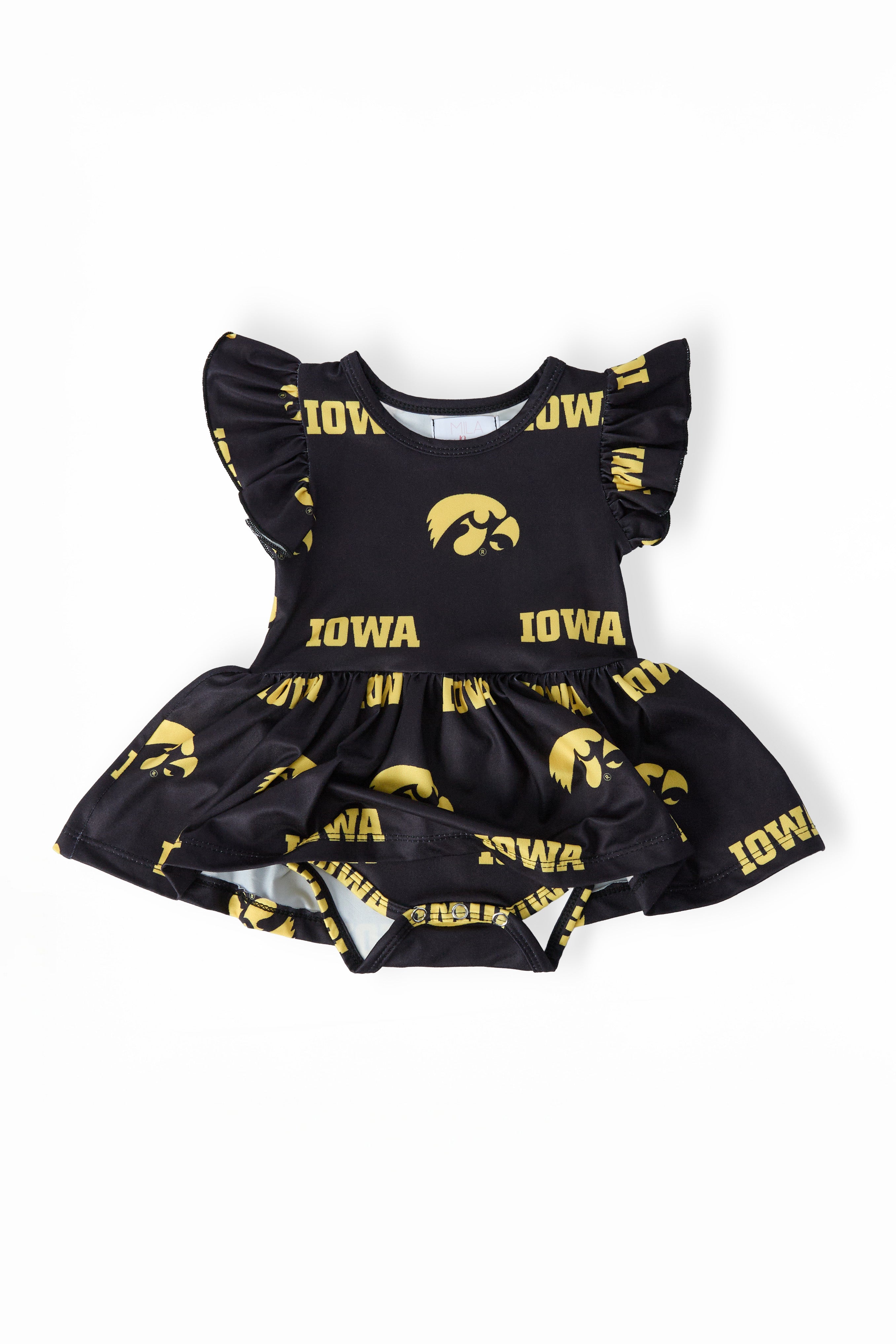 Iowa Black Tigerhawk Flutter Twirl Bodysuit