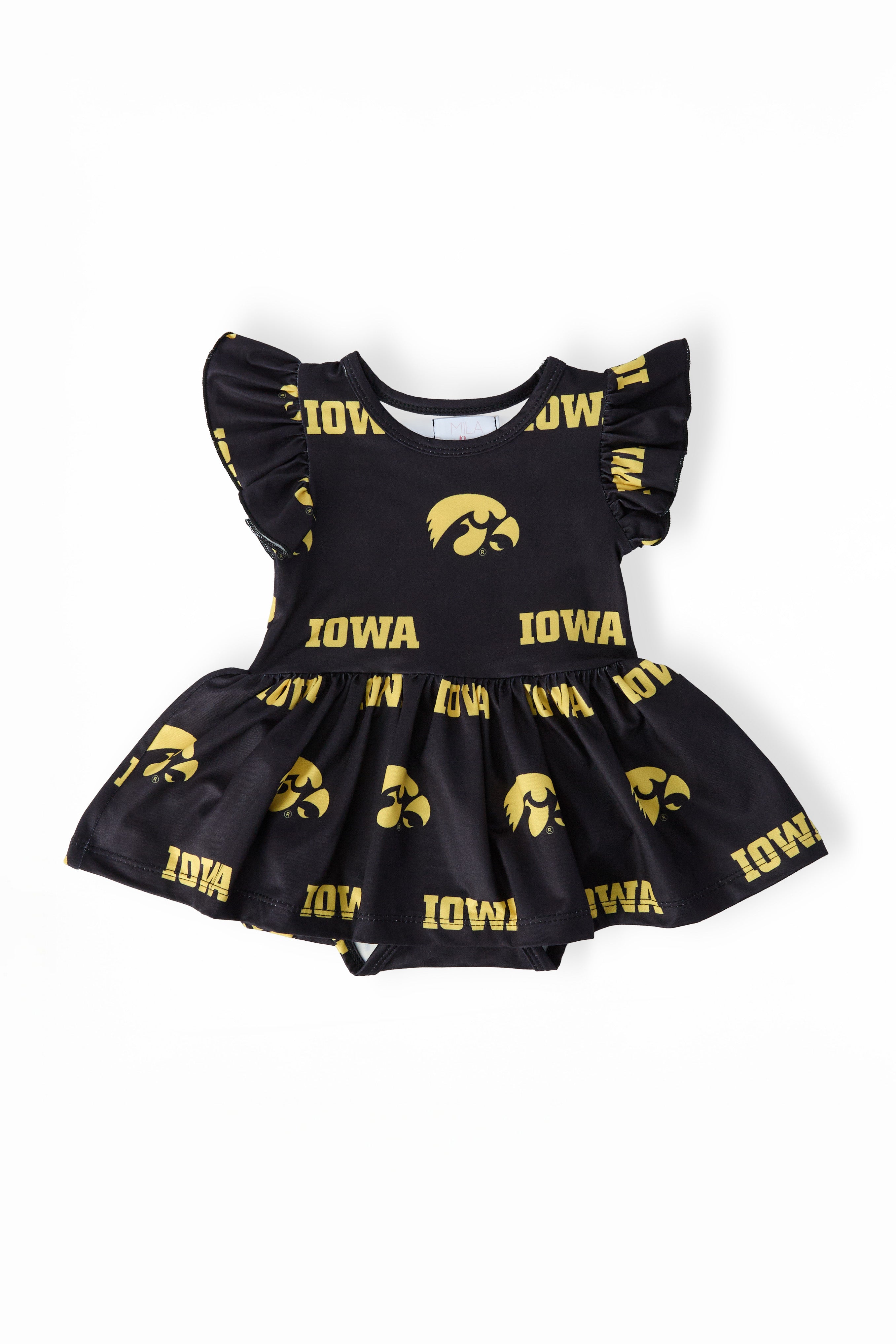 Iowa Black Tigerhawk Flutter Twirl Bodysuit