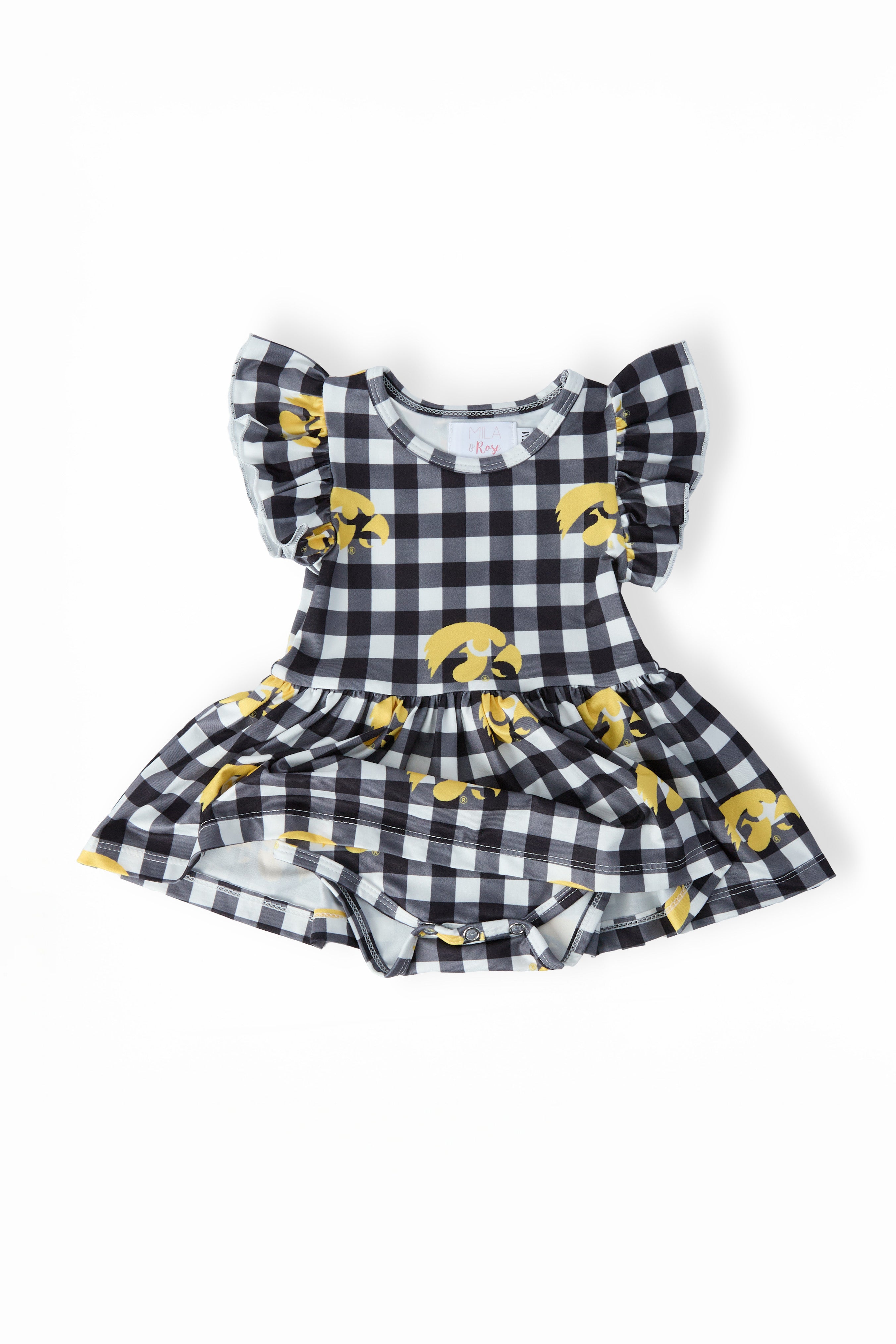 Iowa Plaid Tigerhawk Flutter Twirl Bodysuit