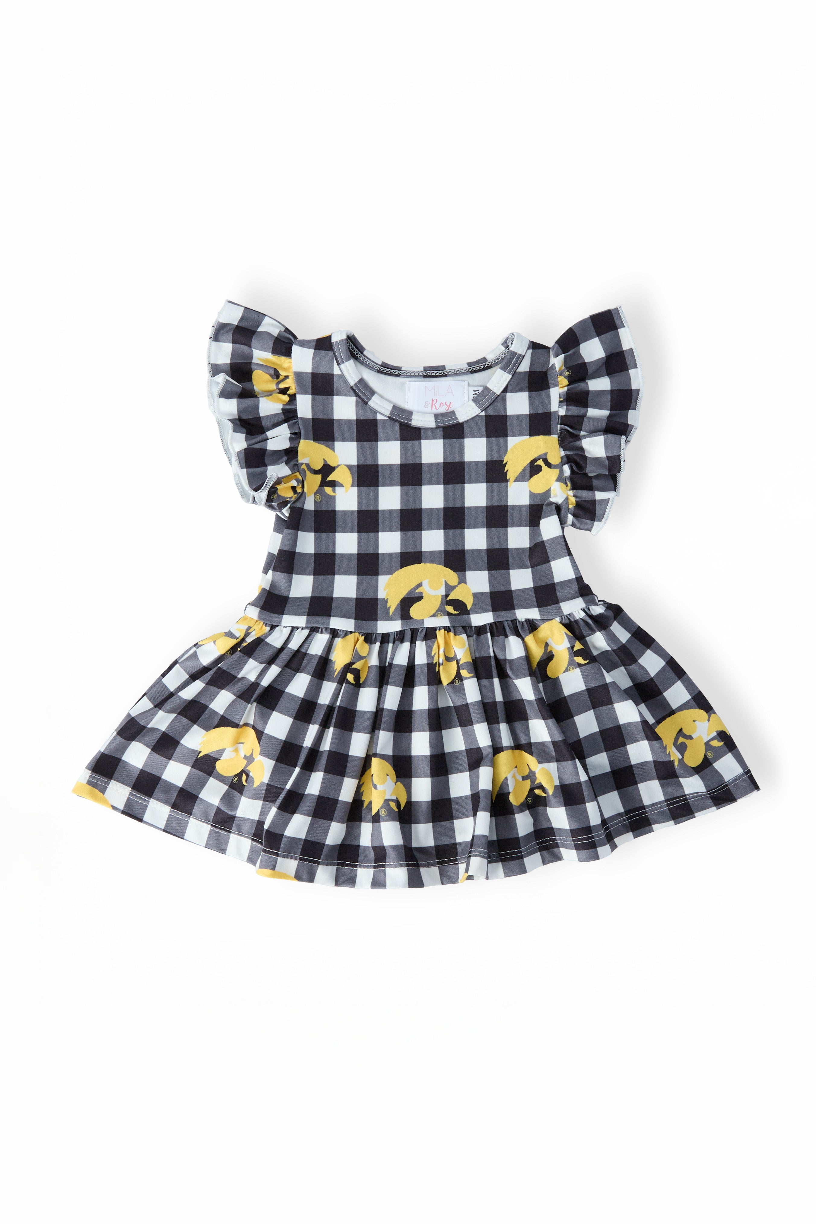 Iowa Plaid Tigerhawk Flutter Twirl Bodysuit
