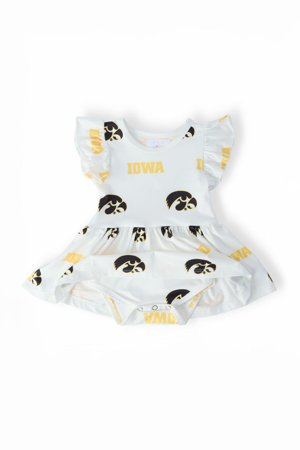 Iowa White Tigerhawk Flutter Twirl Bodysuit