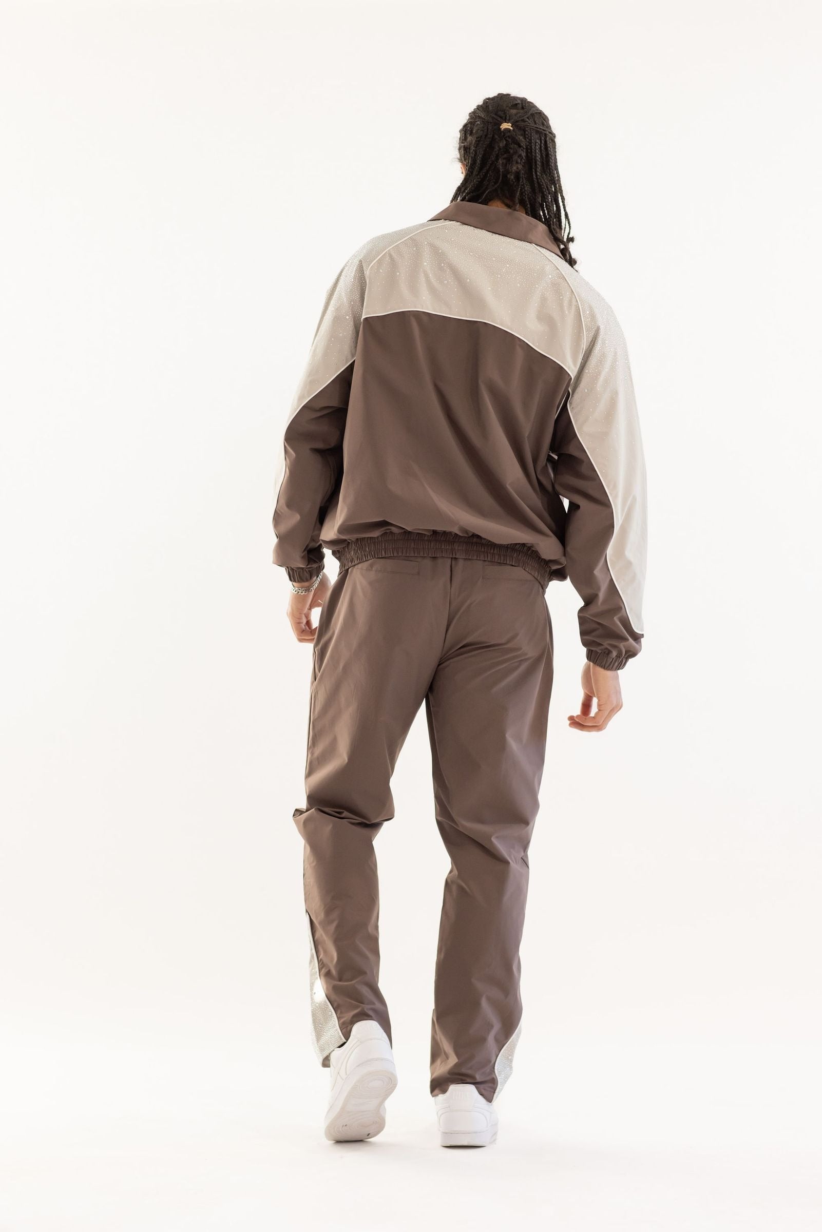 Kindred Rhinestone Track Suit - Brown/Khaki