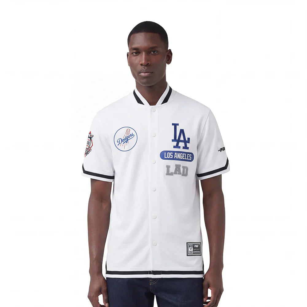 Pro Standard Los Angeles Dodgers Letterman Button Down - White