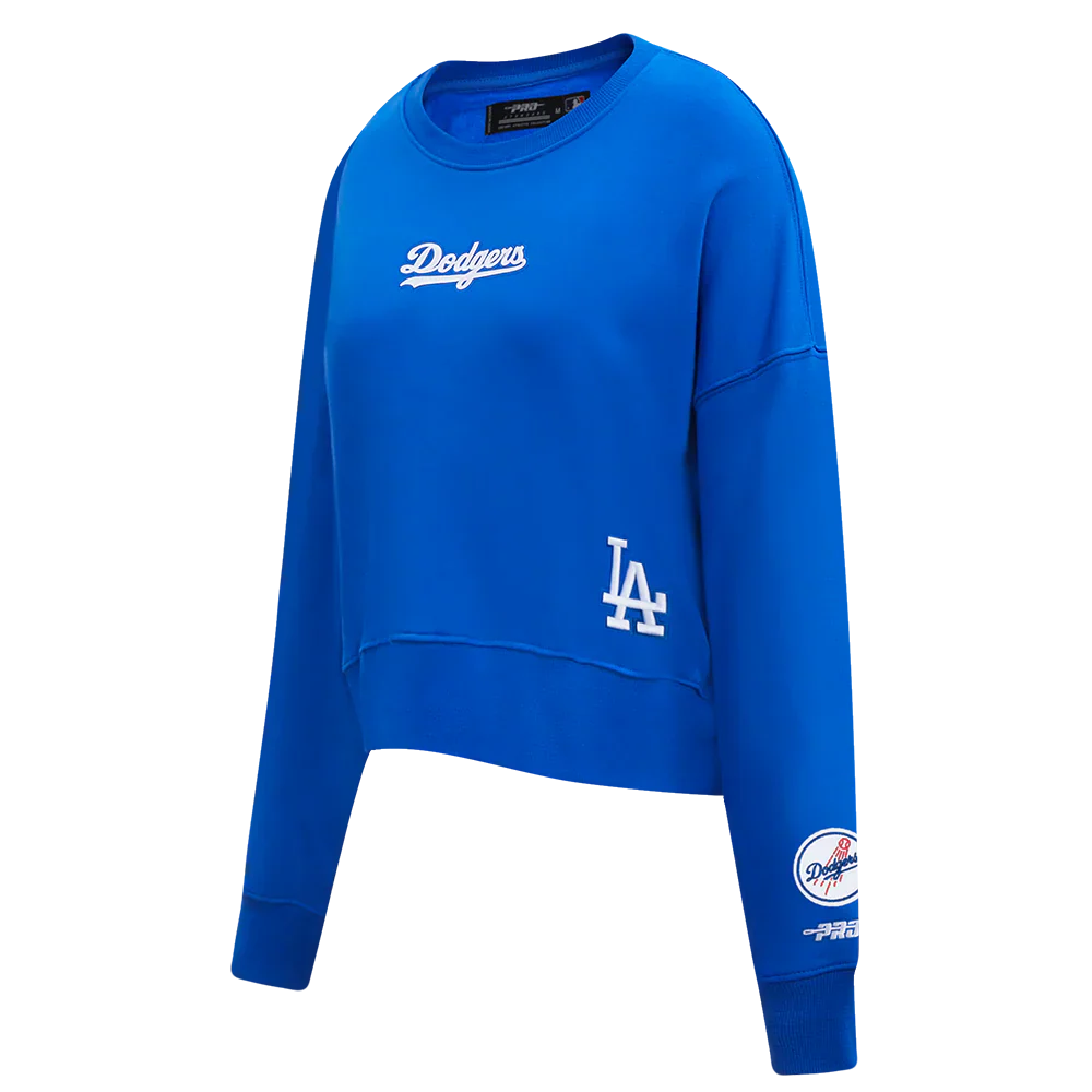 Pro Standard Womens LA Dodgers Cropped Wingspan Crewneck - Royal Blue