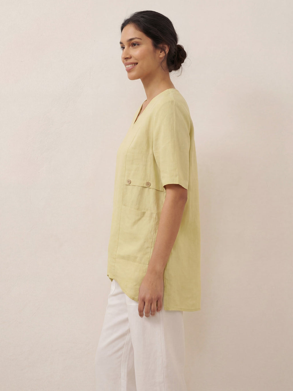 100% Linen Asymmetric Hem Long Top ISLA