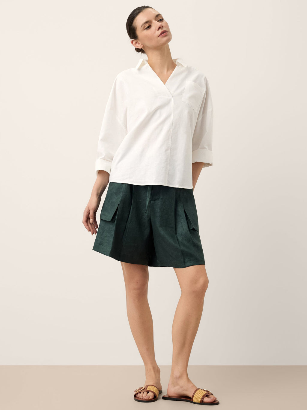 Linen Oversized Fit Pocket Shirt ELOWEN
