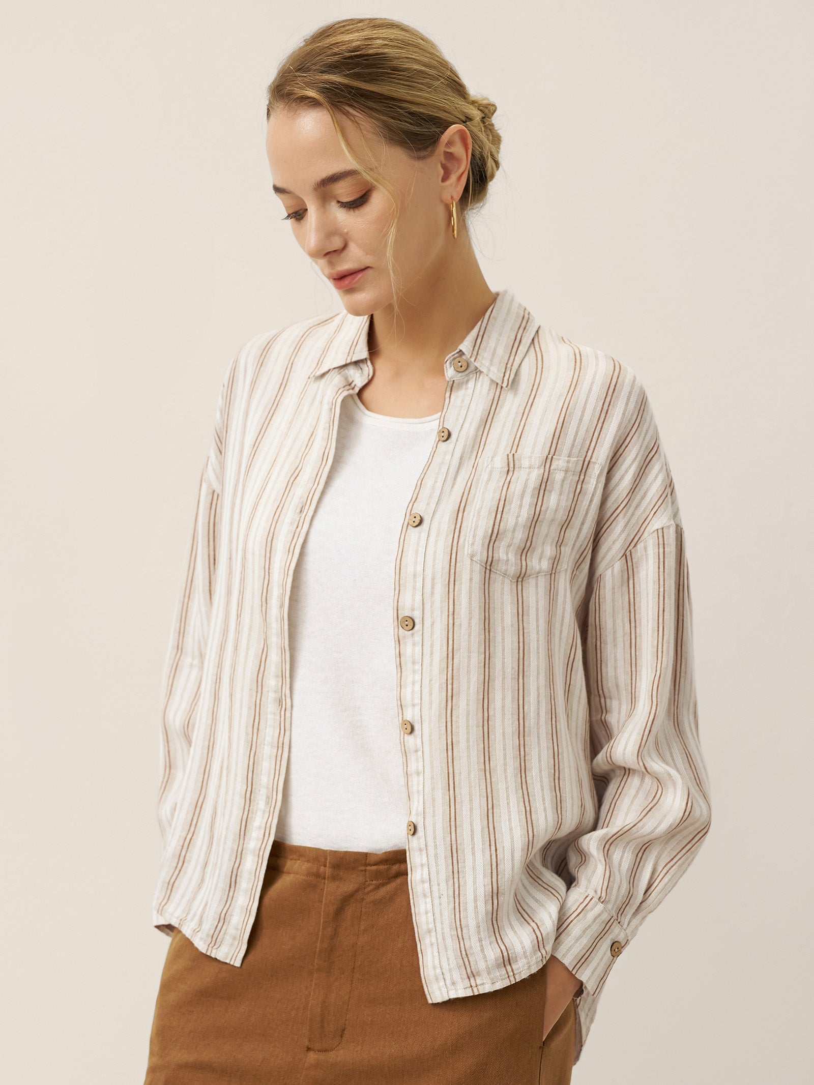 Linen Striped Drop Shoulder Shirt KENNEDY