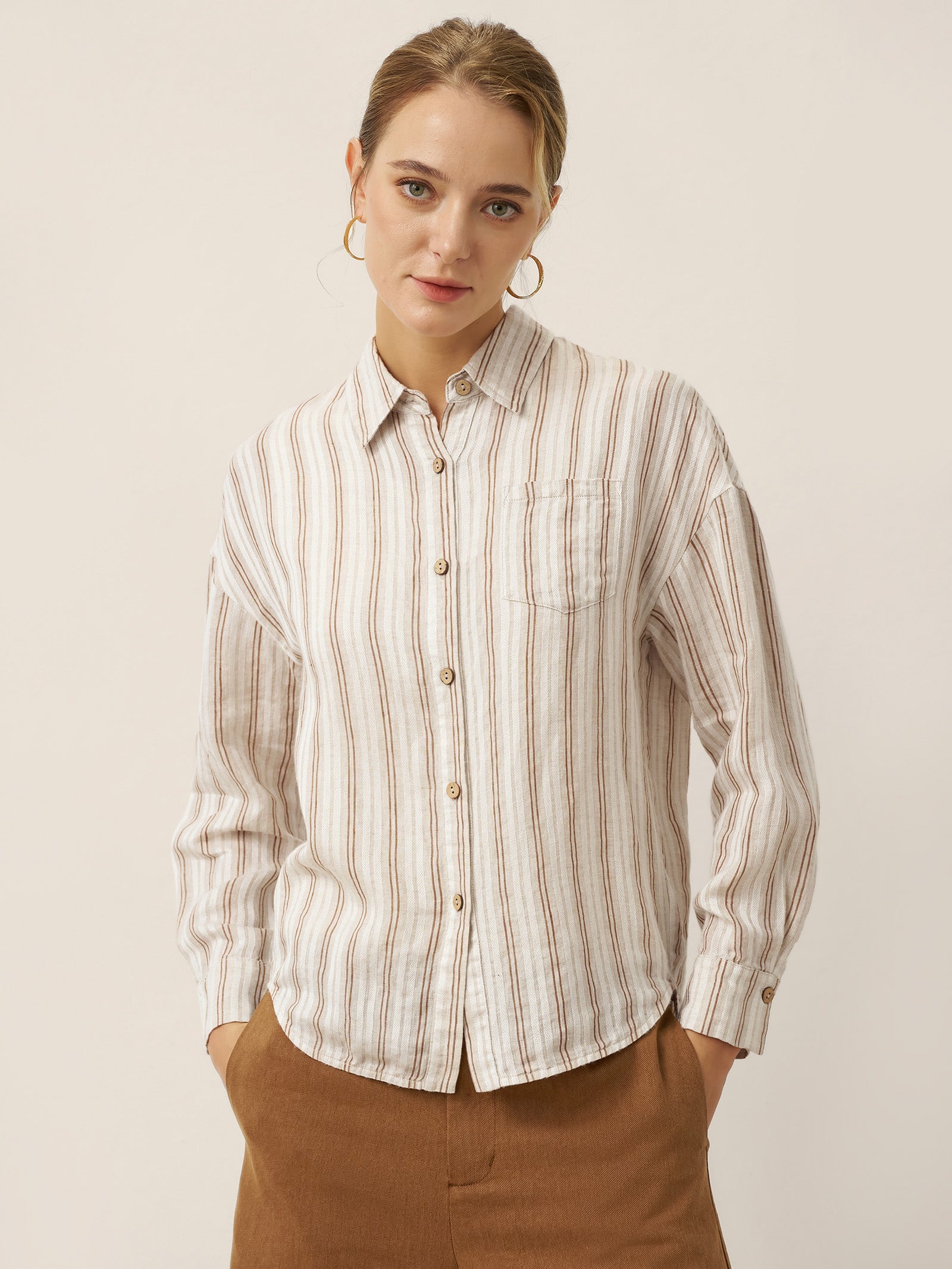 Linen Striped Drop Shoulder Shirt KENNEDY