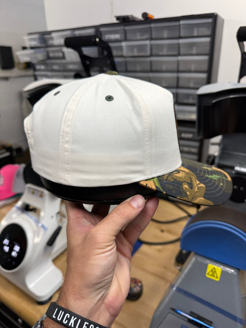 Lines & Dimes | Camo Leather Patch Snapback