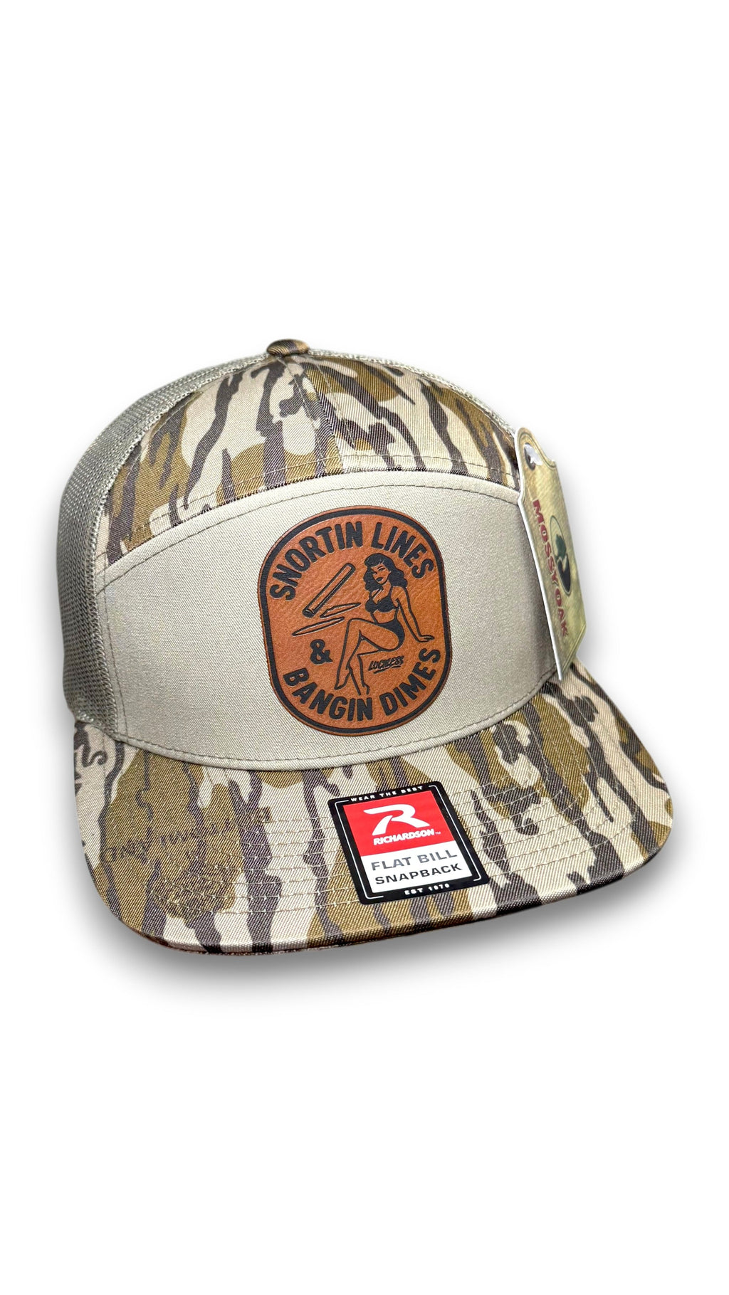 Lines and Dimes | Rawhide Leather Patch Hat Mossy Oak Camo