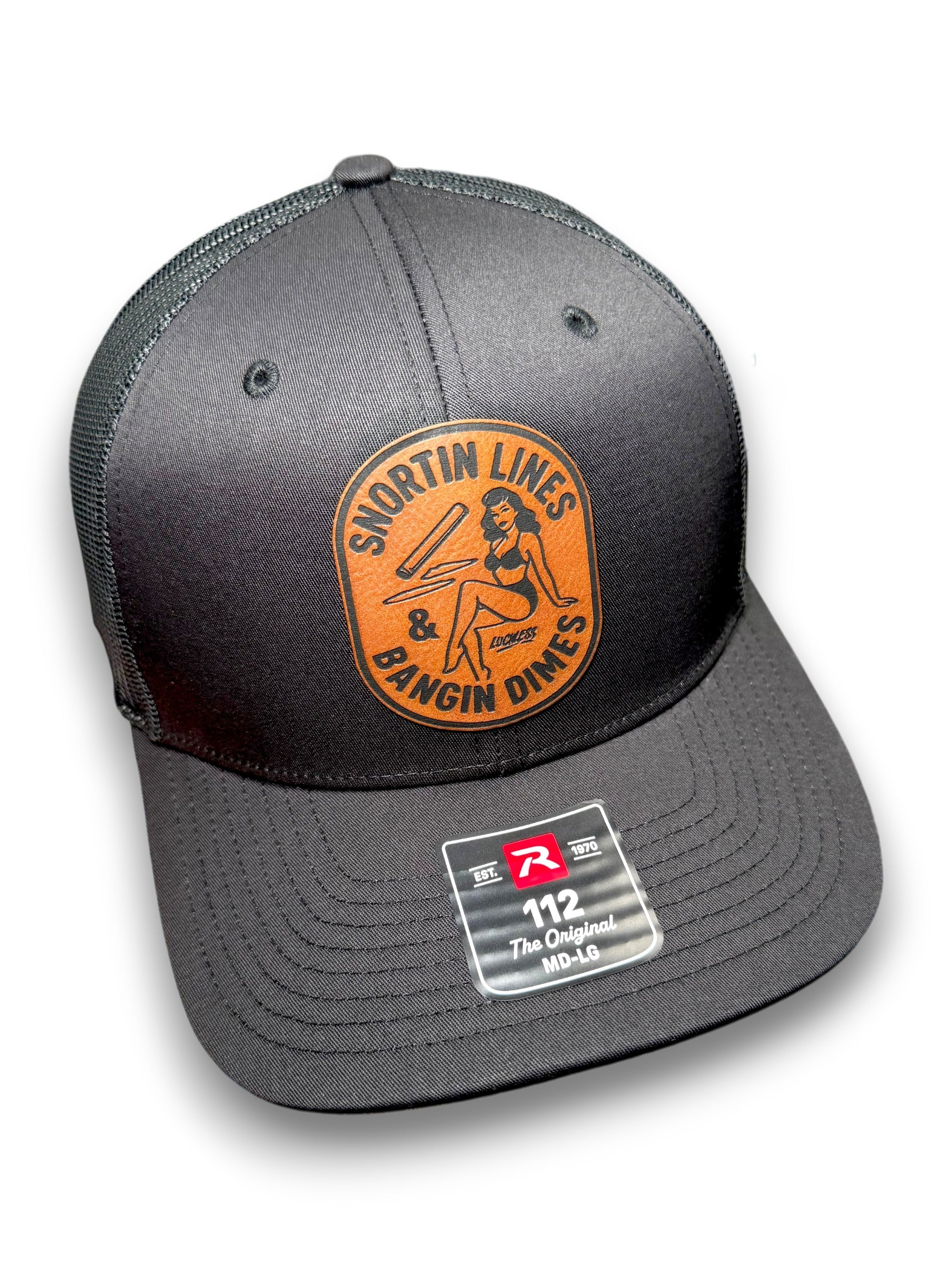 Lines and Dimes | Rawhide Leather Patch Hat Black
