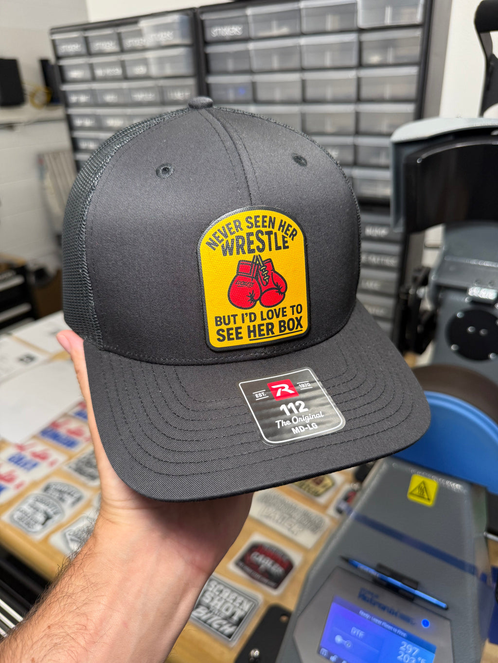 Love To See Her Box Canvas Patch Trucker