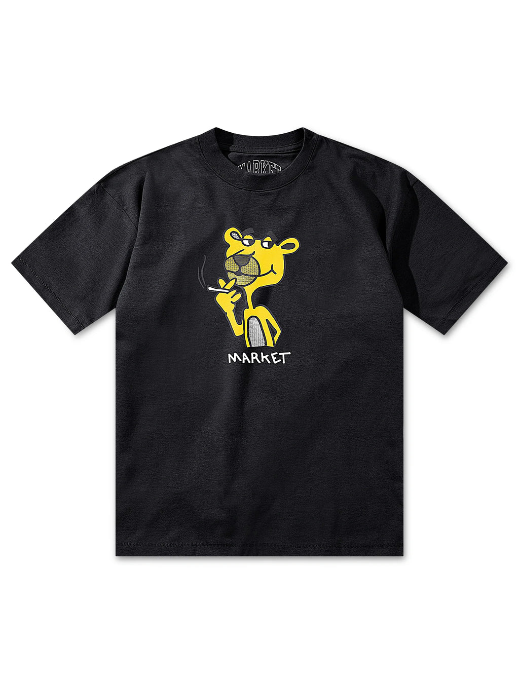 Market Studios Yellow Panther Tee - Washed Black