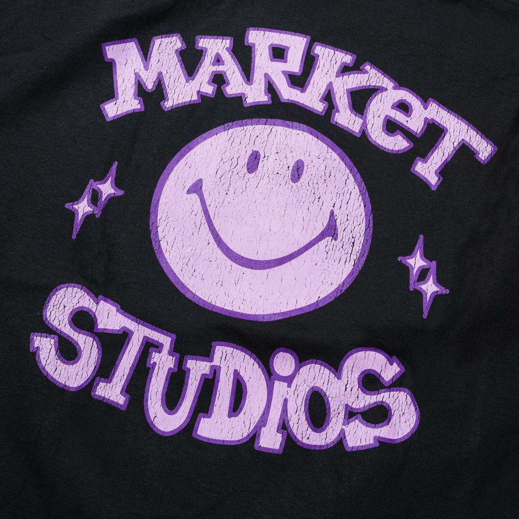 Market Studios Smiley Old School Tee - Washed Black