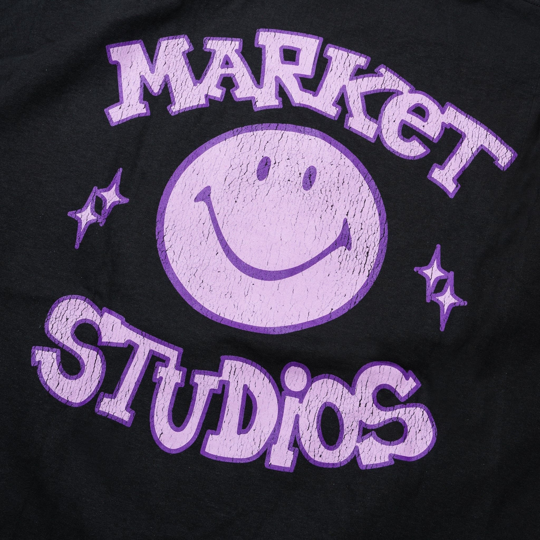 Market Studios Smiley Old School Tee - Washed Black