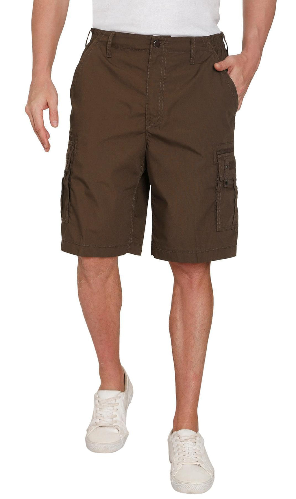 Men's Elastic Waist Cargo Shorts with Multi-Pocket Design