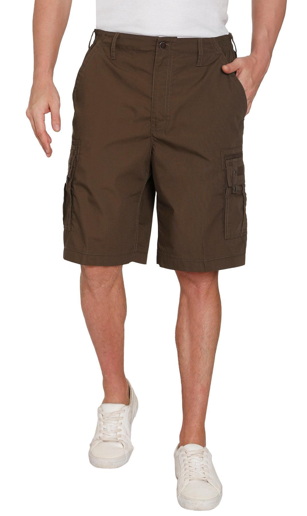 Men's Elastic Waist Cargo Shorts with Multi-Pocket Design