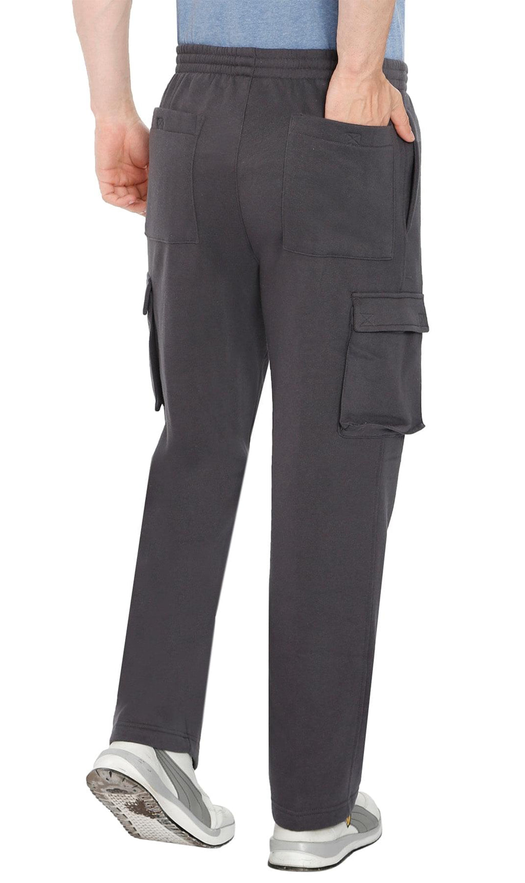 Men's Brushed Fleece Cargo Pants — Pull-On with Inner Drawstring