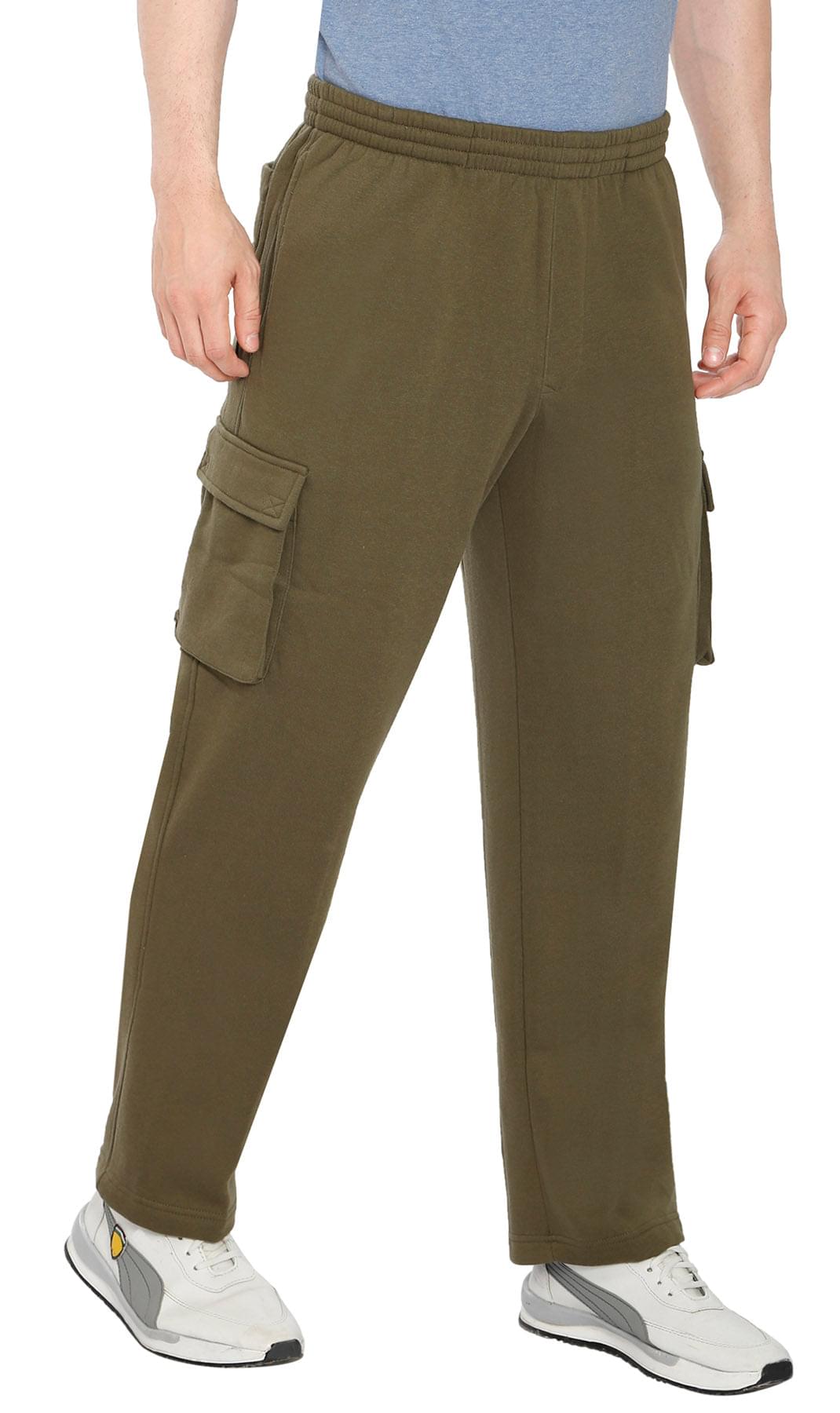 Men's Brushed Fleece Cargo Pants — Pull-On with Inner Drawstring