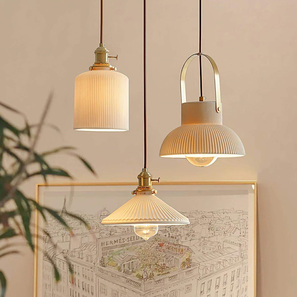 Ribbed Ceramic Pendant Lamp