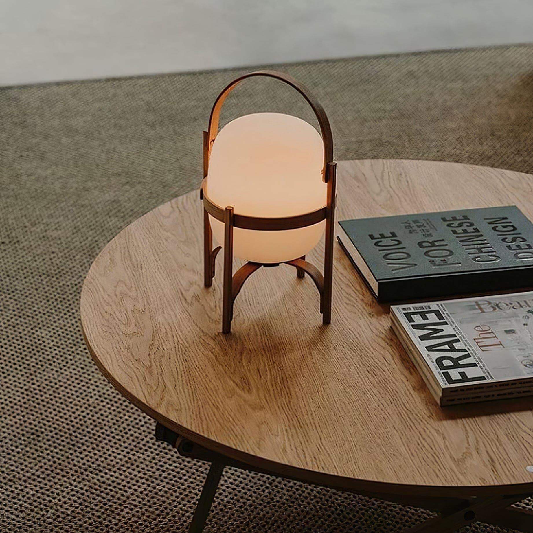 Portable Lantern Glass Table Lamp