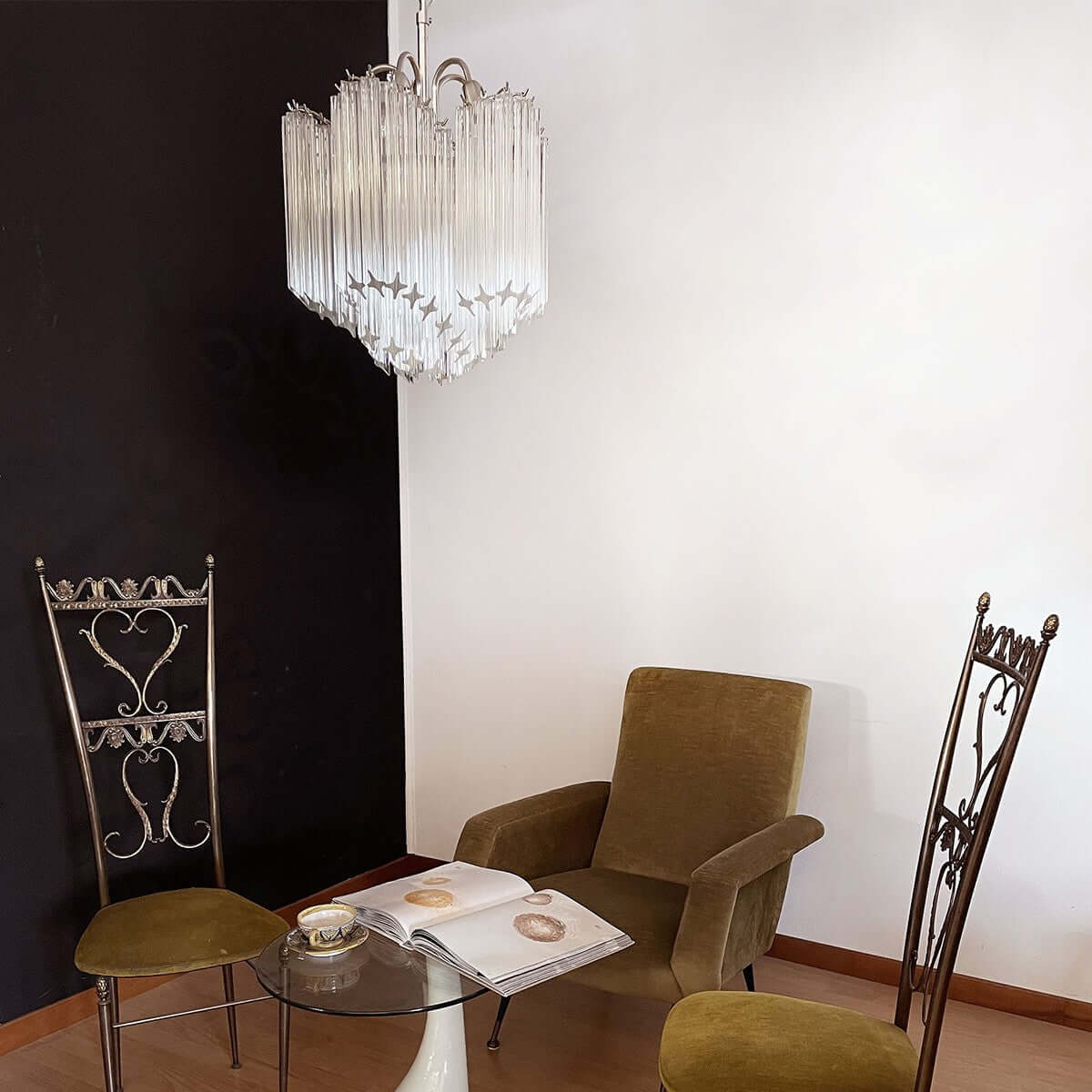Murano Prisms Flower Chandelier 16"