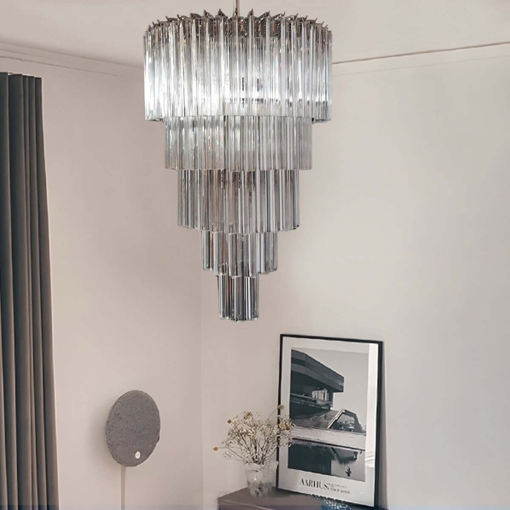 Murano Prisms Long Chandelier 18"