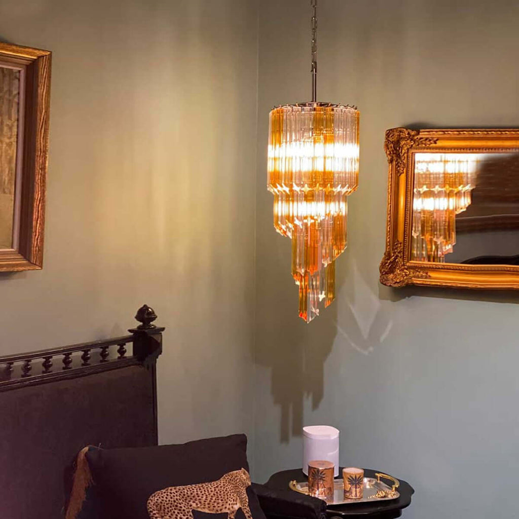 Murano Prisms Spiral Chandelier 14"