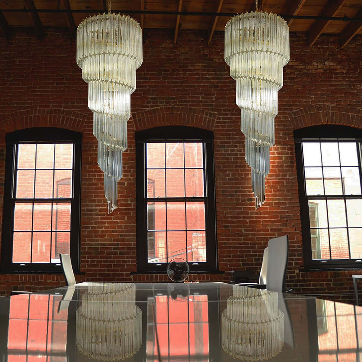 Murano Prisms Spiral Chandelier 16"