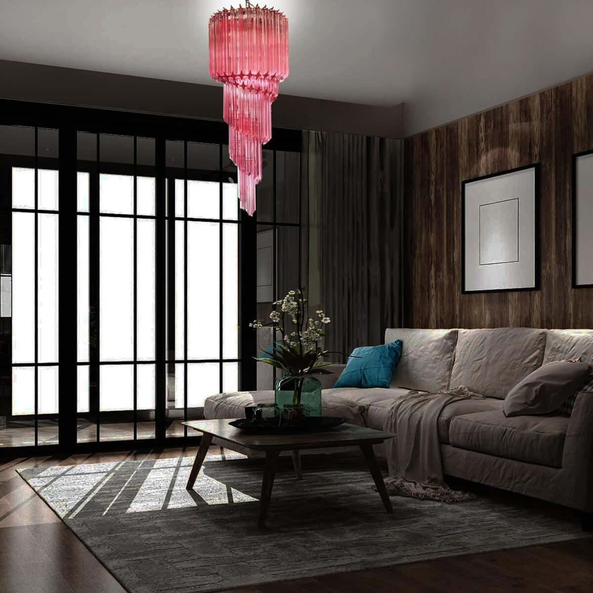 Murano Prisms Spiral Chandelier 16"