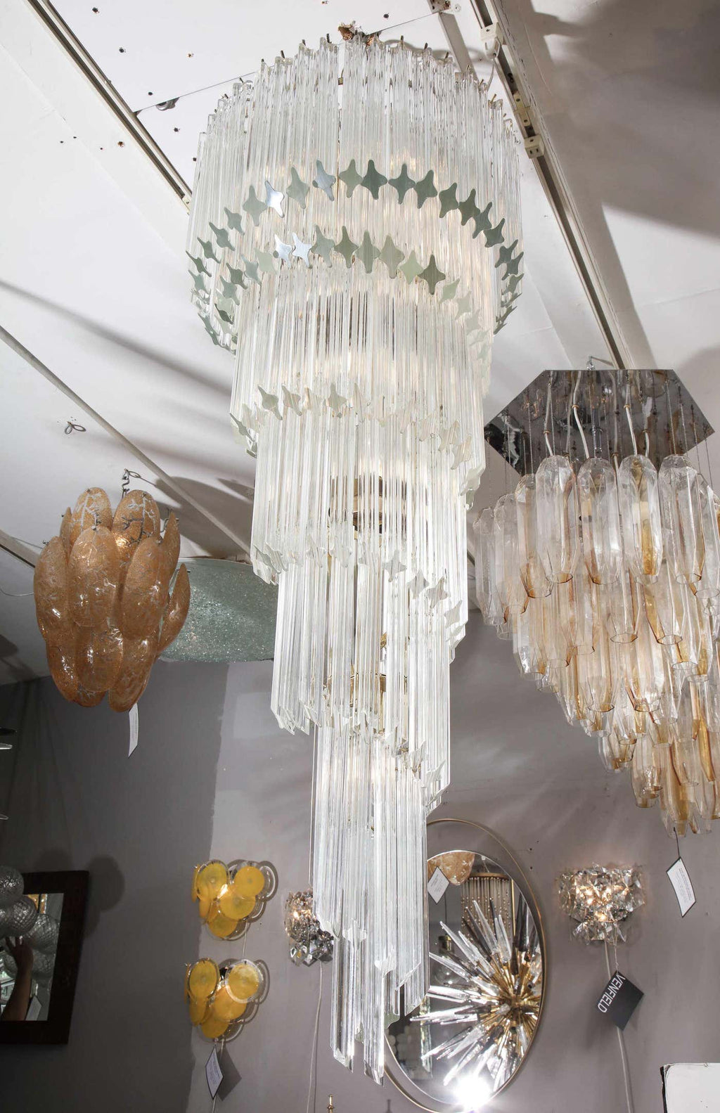 Murano Prisms Spiral Chandelier 21"