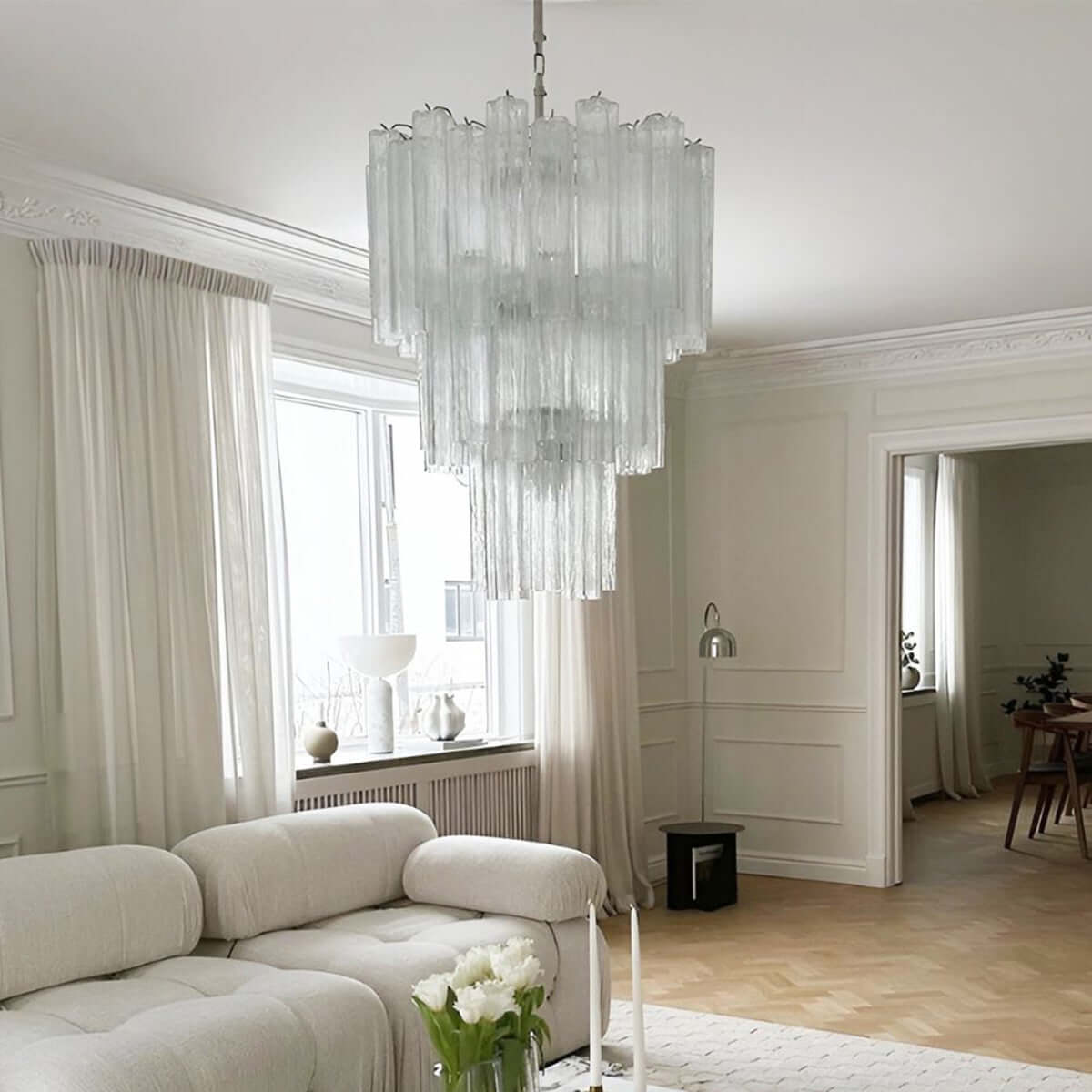 Murano Tubes Chandelier 26"