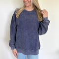 Navy Oversized Corded Crew