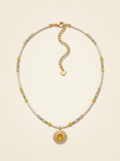 Natural Stone Beaded Necklace with Sun Pendant